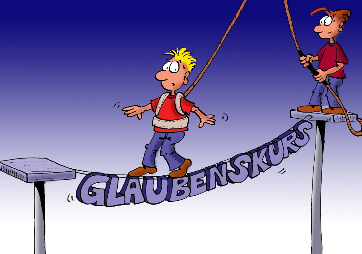  Cartoon: Glaubenskurs