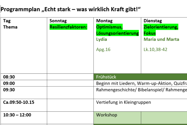  Programmplan "Echt stark!"